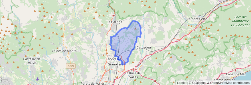 Mapa de ubicacion de les Franqueses del Vallès.