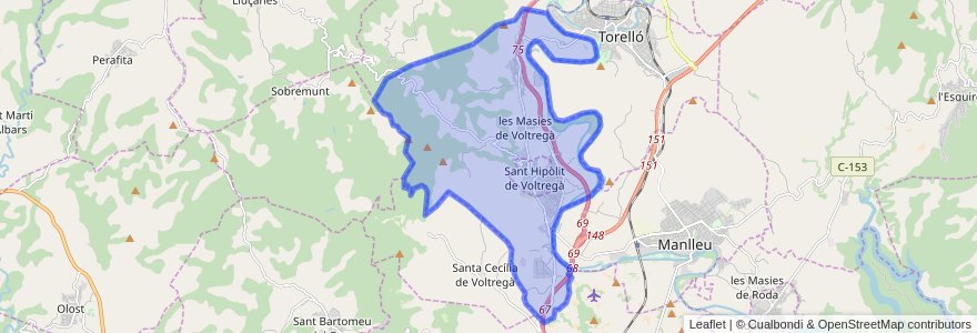 Mapa de ubicacion de les Masies de Voltregà.