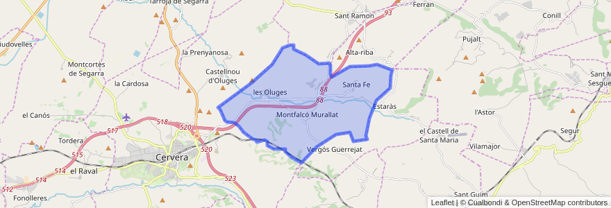 Mapa de ubicacion de les Oluges.