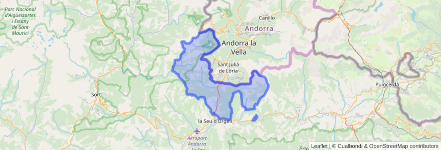 Mapa de ubicacion de les Valls de Valira.