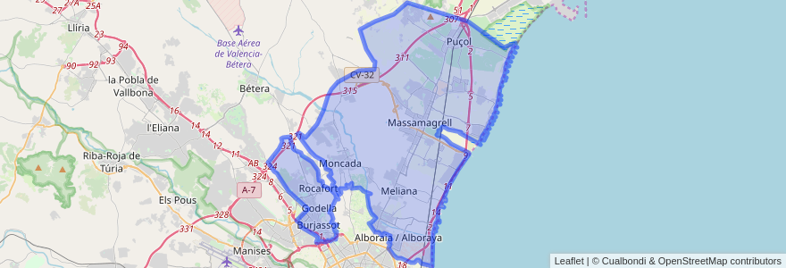 Mapa de ubicacion de l'Horta Nord.