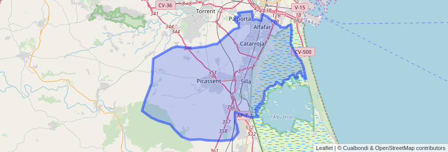 Mapa de ubicacion de l'Horta Sud.