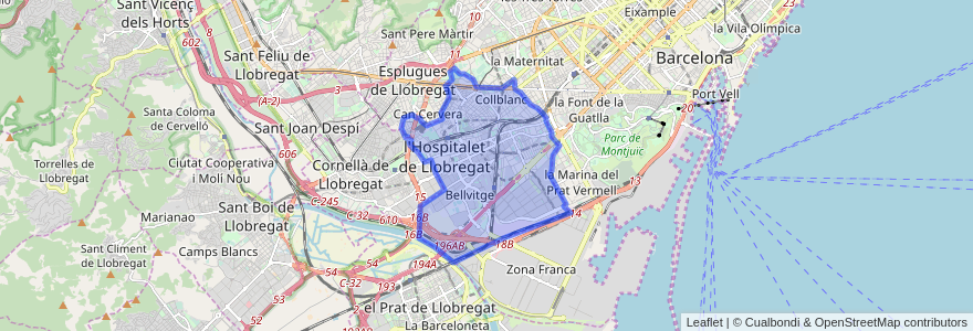 Mapa de ubicacion de l'Hospitalet de Llobregat.