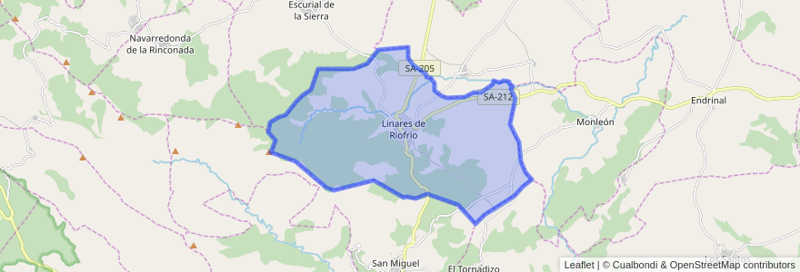 Mapa de ubicacion de Linares de Riofrío.