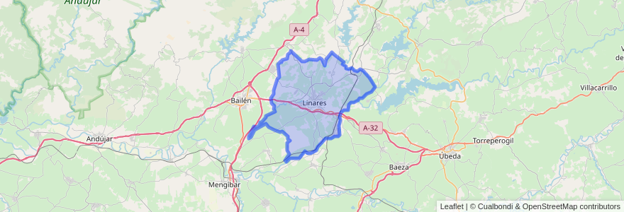 Mapa de ubicacion de Linares.