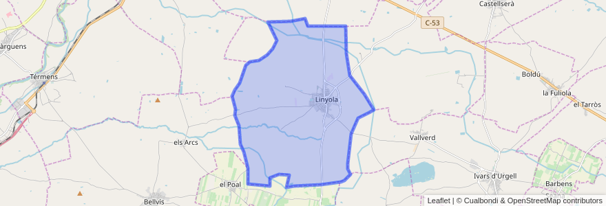 Mapa de ubicacion de Linyola.