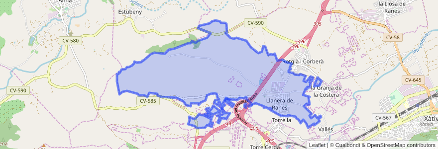 Mapa de ubicacion de Llanera de Ranes.