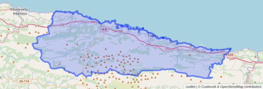 Mapa de ubicacion de Llanes.