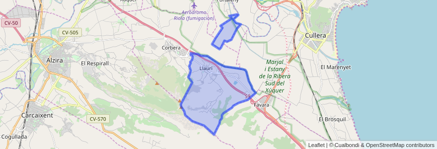 Mapa de ubicacion de Llaurí.