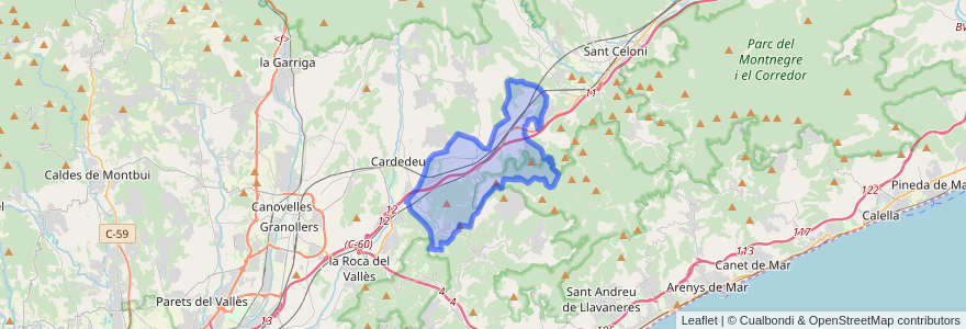 Mapa de ubicacion de Llinars del Vallès.