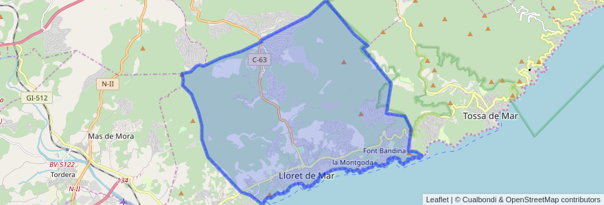 Mapa de ubicacion de Lloret de Mar.