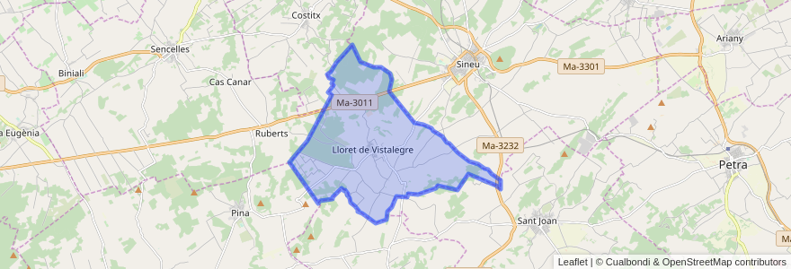 Mapa de ubicacion de Lloret de Vistalegre.