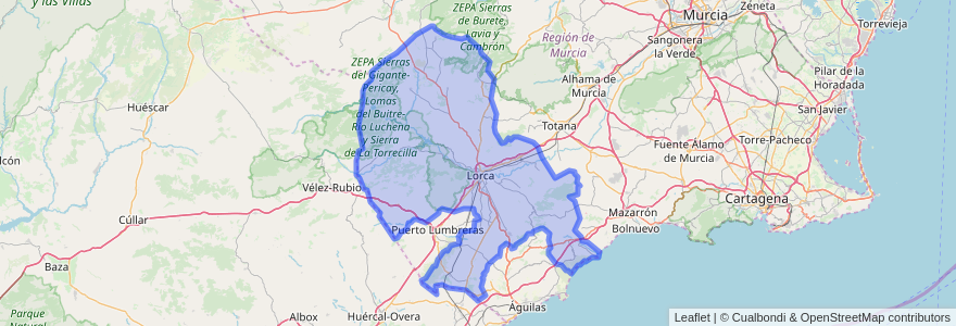 Mapa de ubicacion de Lorca.