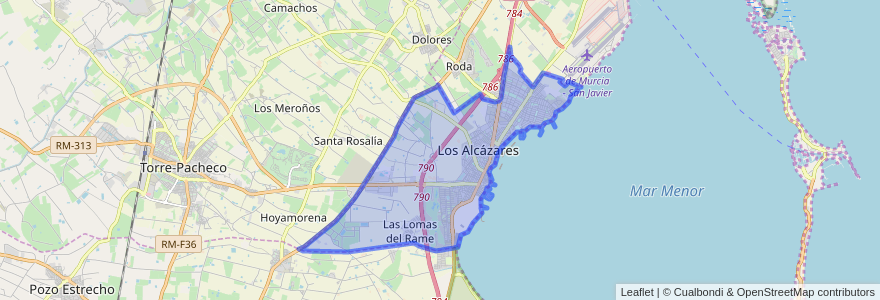 Mapa de ubicacion de Los Alcázares.