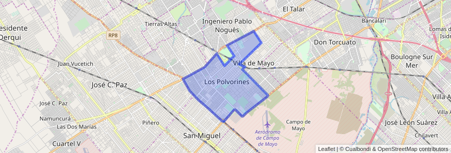 Mapa de ubicacion de Los Polvorines.