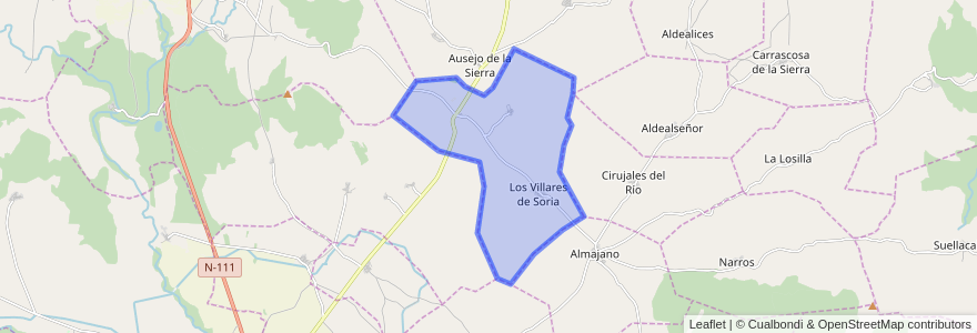 Mapa de ubicacion de Los Villares de Soria.