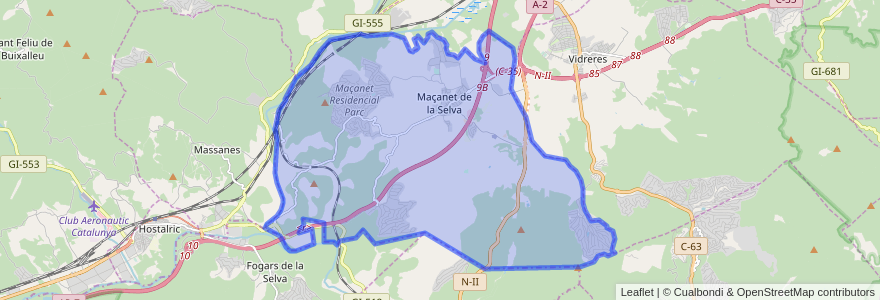 Mapa de ubicacion de Maçanet de la Selva.