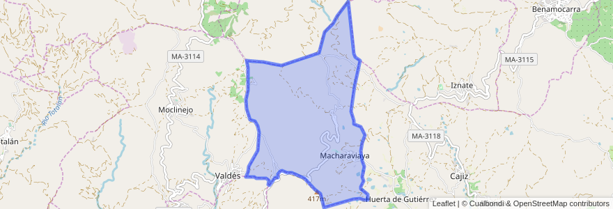 Mapa de ubicacion de Macharaviaya.