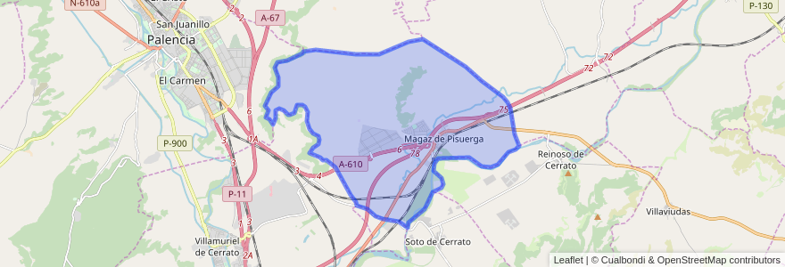 Mapa de ubicacion de Magaz de Pisuerga.