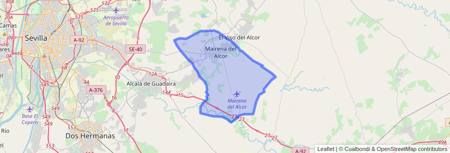 Mapa de ubicacion de Mairena del Alcor.