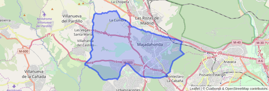 Mapa de ubicacion de Majadahonda.