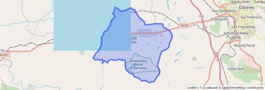 Mapa de ubicacion de Malpartida de Cáceres.