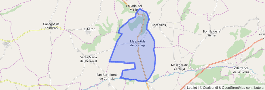 Mapa de ubicacion de Malpartida de Corneja.