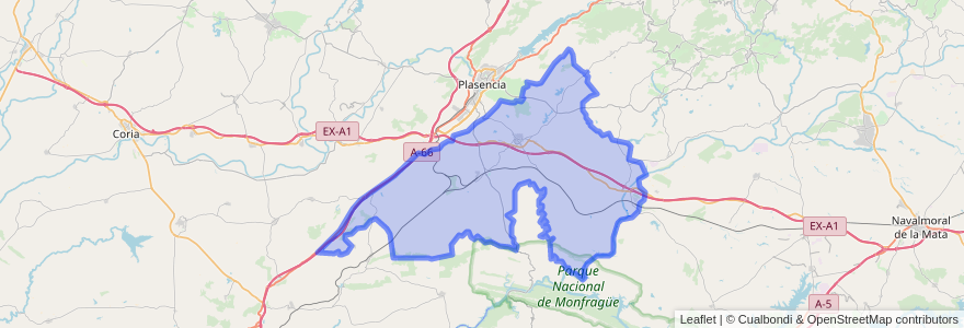 Mapa de ubicacion de Malpartida de Plasencia.