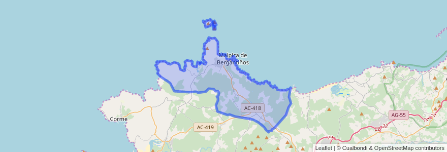 Mapa de ubicacion de Malpica de Bergantiños.