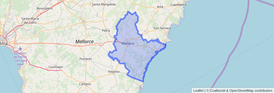 Mapa de ubicacion de Manacor.