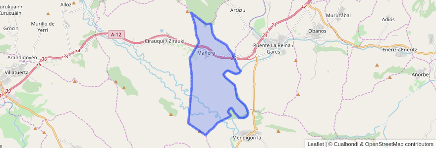 Mapa de ubicacion de Mañeru.