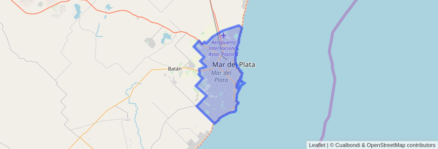 Mapa de ubicacion de Mar del Plata.