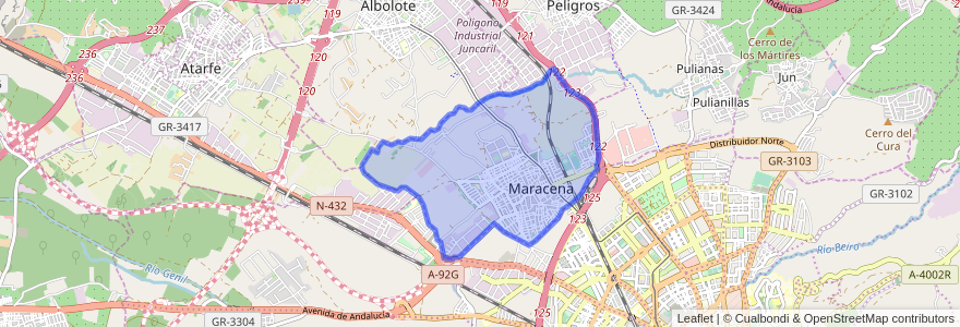 Mapa de ubicacion de Maracena.