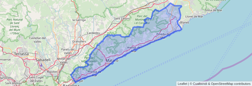 Mapa de ubicacion de Maresme.