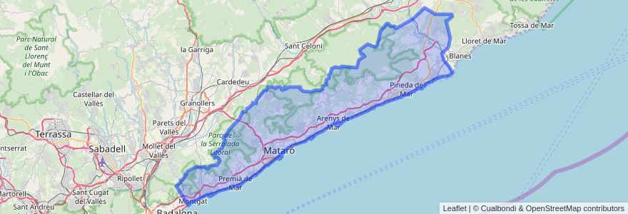 Mapa de ubicacion de Maresme.