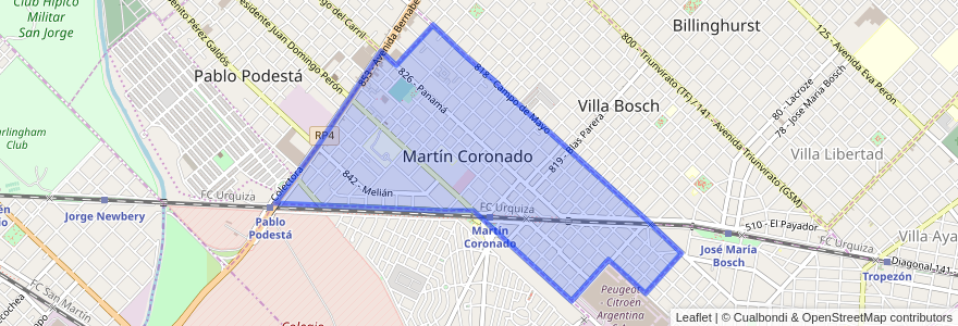 Mapa de ubicacion de Martín Coronado.