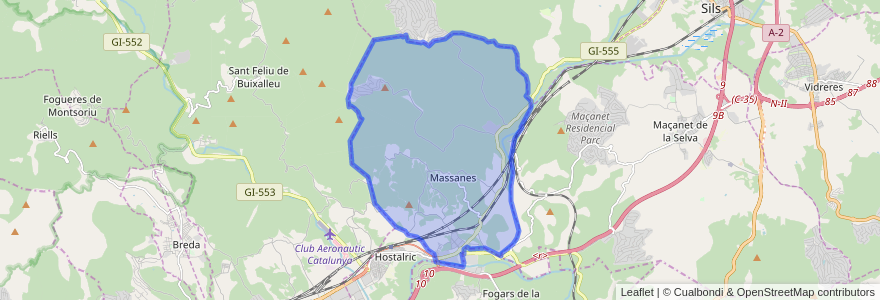 Mapa de ubicacion de Massanes.