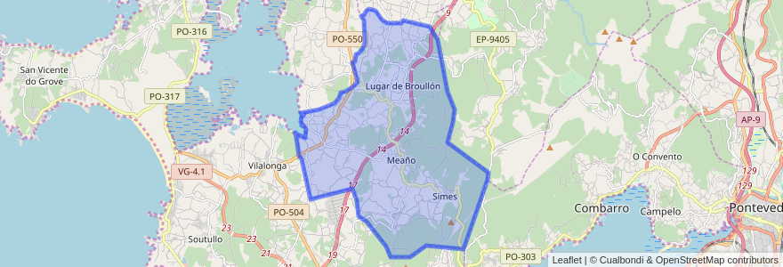 Mapa de ubicacion de Meaño.