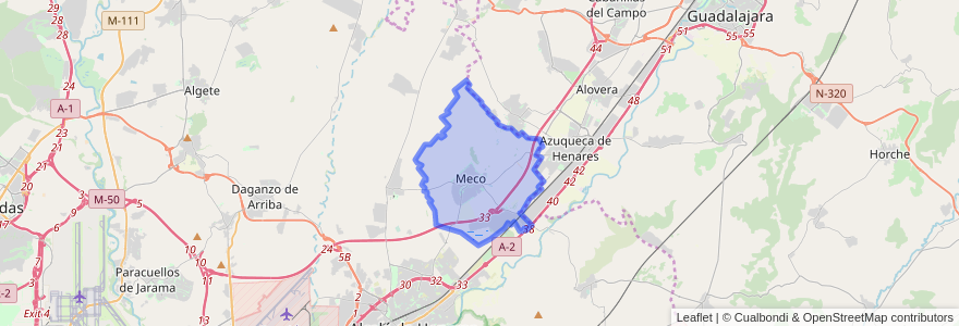 Mapa de ubicacion de Meco.