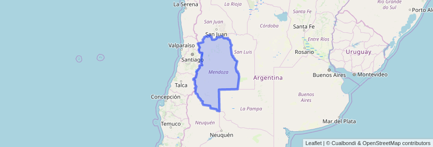 Mapa de ubicacion de Mendoza.