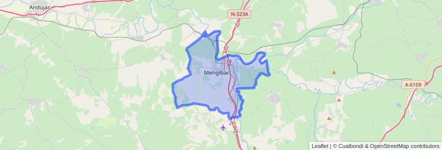 Mapa de ubicacion de Mengíbar.