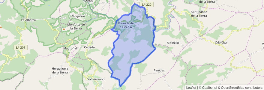 Mapa de ubicacion de Miranda del Castañar.