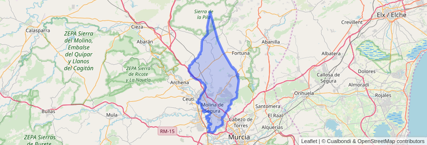 Mapa de ubicacion de Molina de Segura.