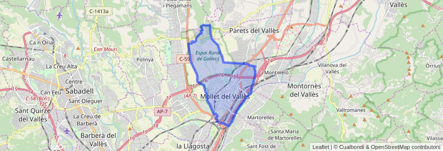 Mapa de ubicacion de Mollet del Vallès.