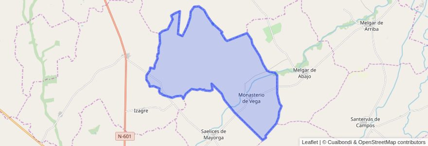 Mapa de ubicacion de Monasterio de Vega.