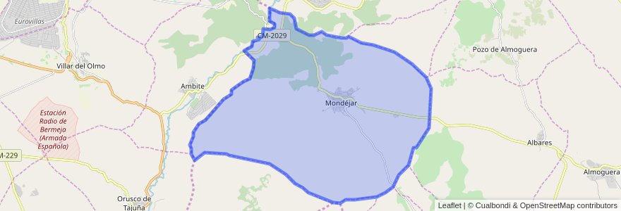 Mapa de ubicacion de Mondéjar.