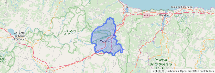 Mapa de ubicacion de Mondoñedo.