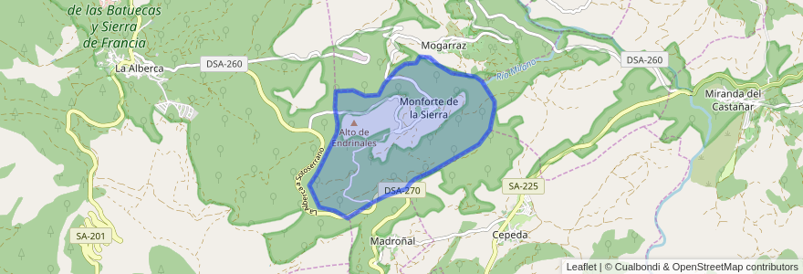 Mapa de ubicacion de Monforte de la Sierra.