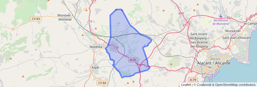 Mapa de ubicacion de Monforte del Cid.