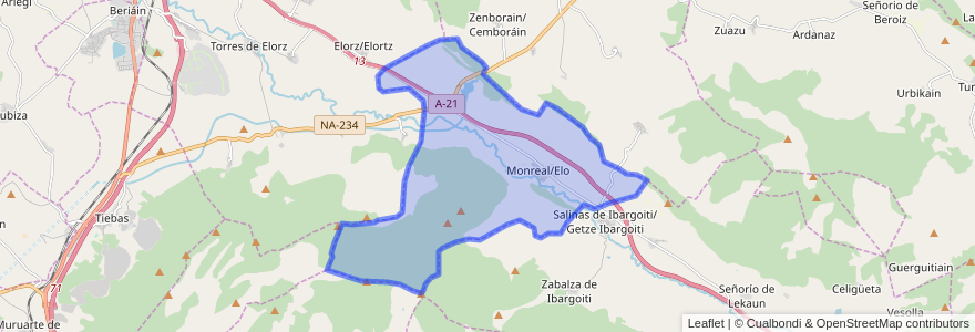 Mapa de ubicacion de Monreal/Elo.